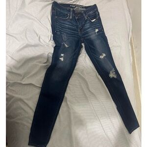 American Eagle Outfitters ripped jeggings dark